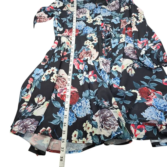 ⭐️Clarisbelle Floral Chiffon Long Sleeve Button Up Tied Waist Dress Sz M - Picture 6 of 7